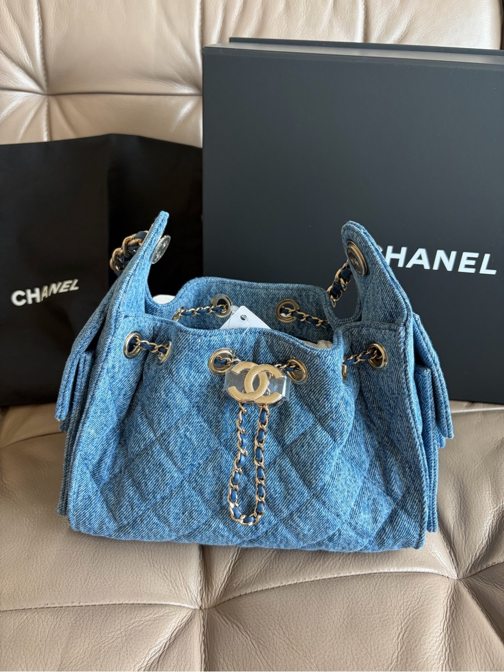 CHANEL 25 Mini Hobo Bag in Denim (26A Metiers D’Art) Brand New!